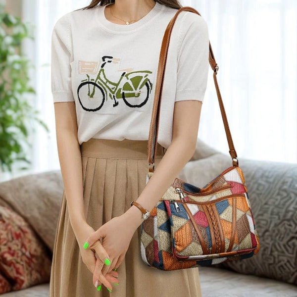 Amara | Leren mozaïek tas