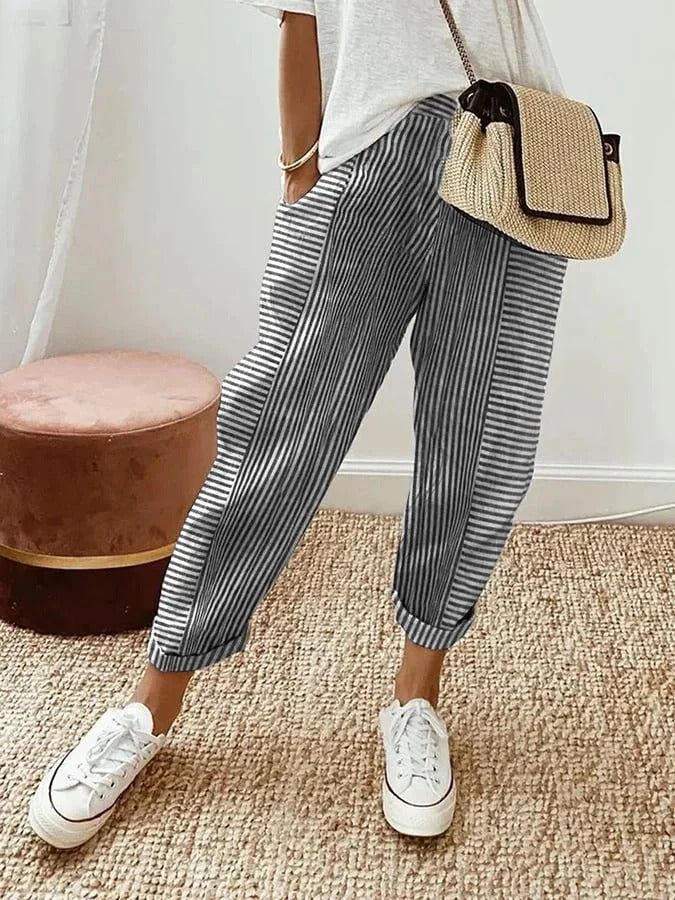 Luma | Gestreepte katoenen broek met comfortabele pasvorm