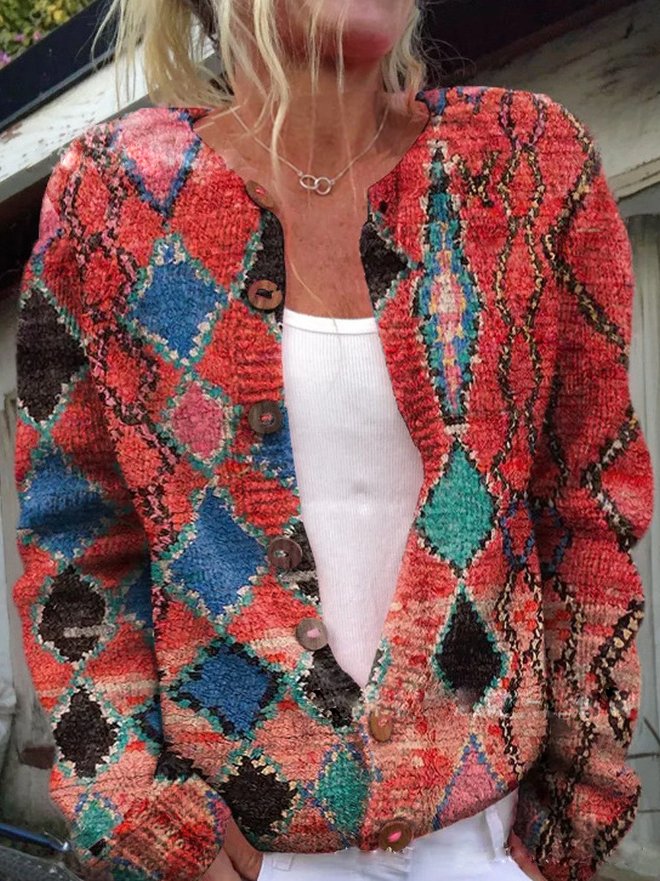 Luminé | Comfortabel damesvest met verfijnde bloemenprint en lange mouwen