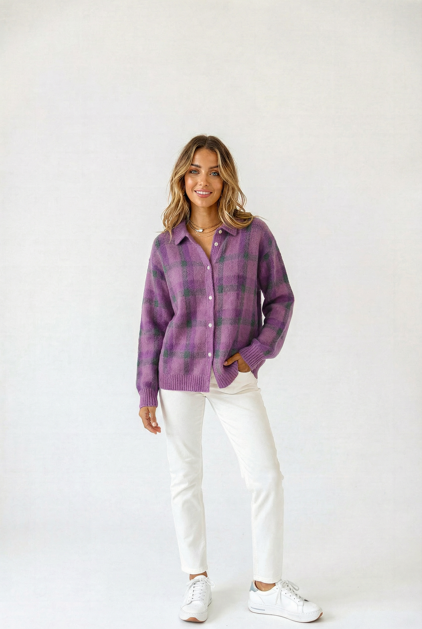 Élodie™ | Zachte Gebreide Ruit Cardigan