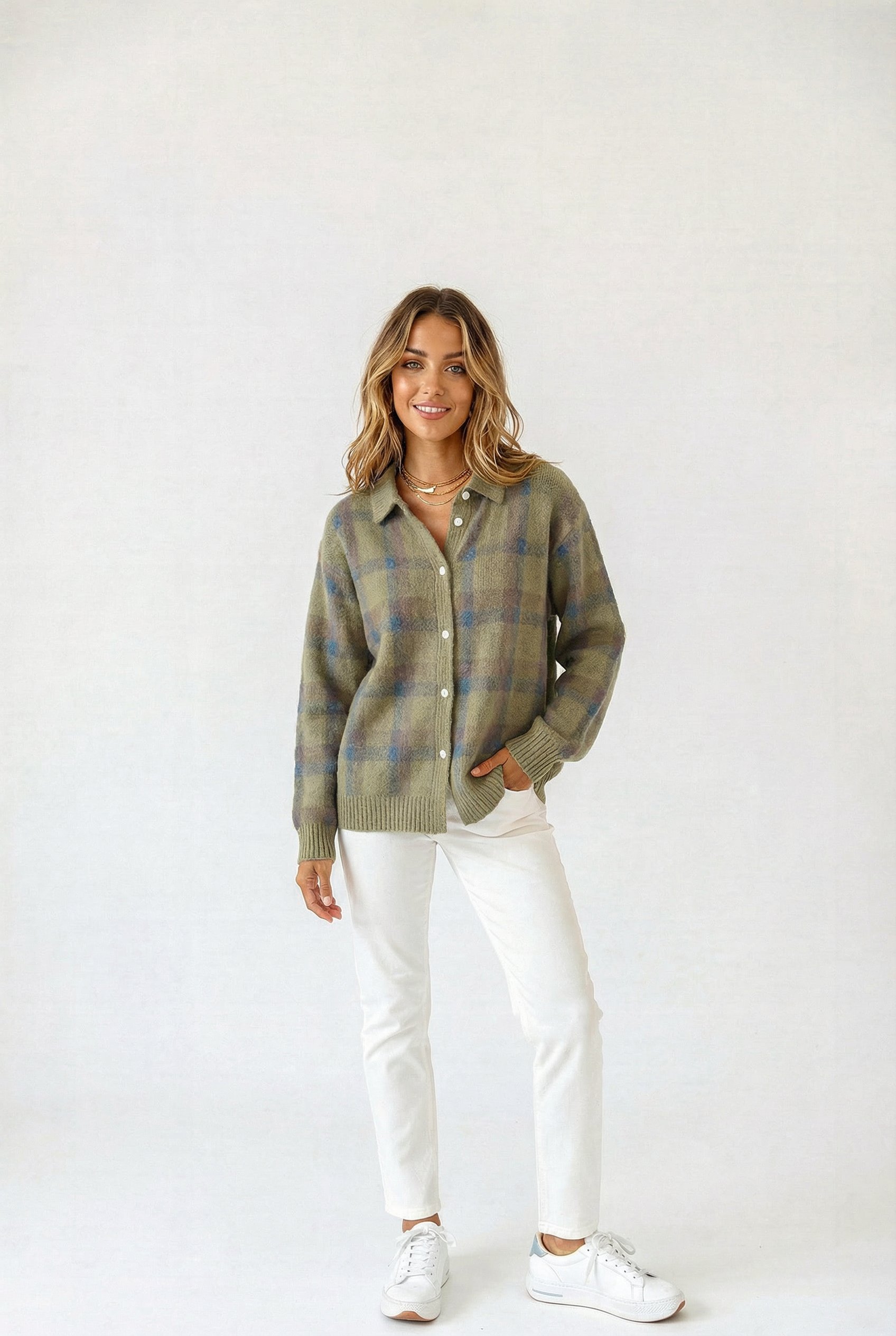 Élodie™ | Zachte Gebreide Ruit Cardigan