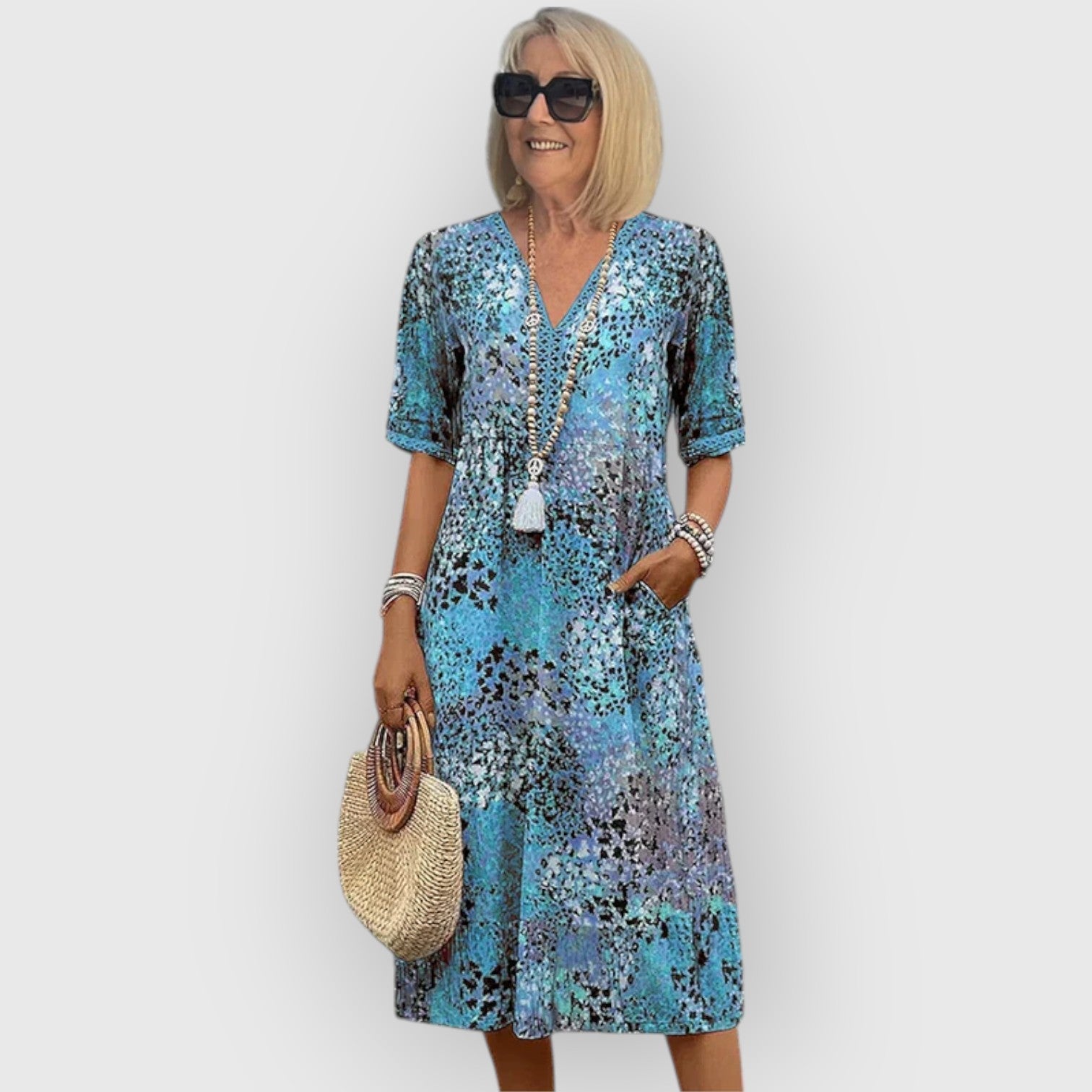 Virelle | Levendige midi jurk met kleurrijke print