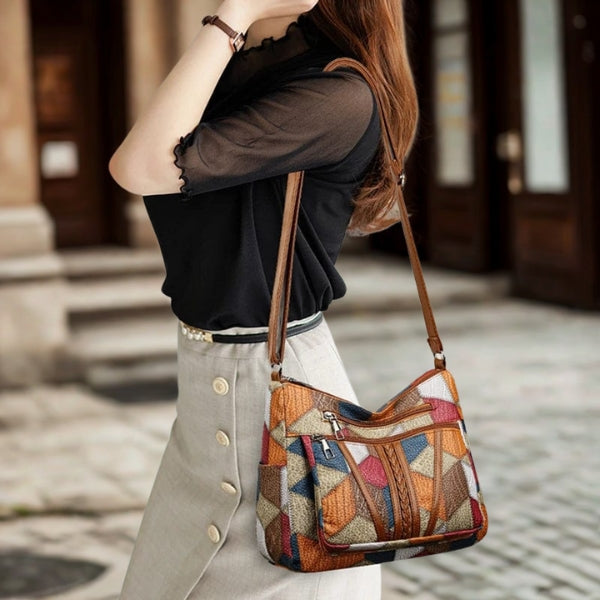 Amara | Leren mozaïek tas