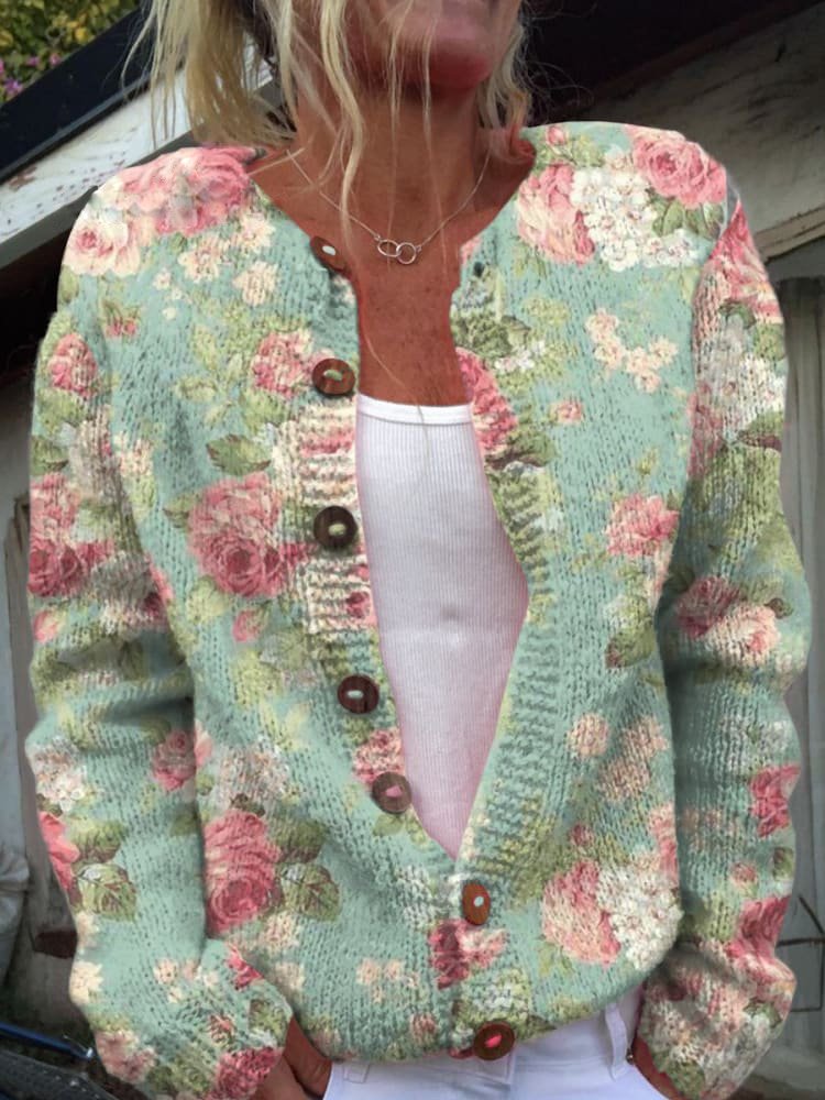 Luminé | Comfortabel damesvest met verfijnde bloemenprint en lange mouwen
