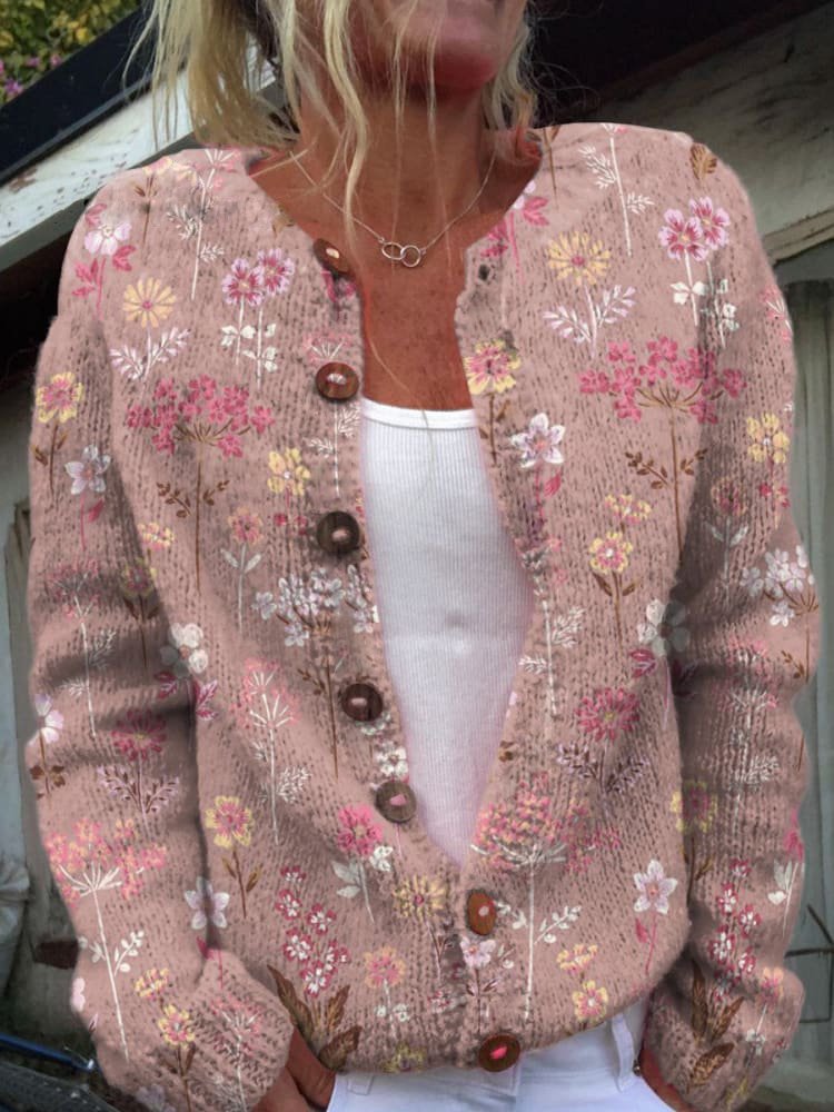 Luminé | Comfortabel damesvest met verfijnde bloemenprint en lange mouwen