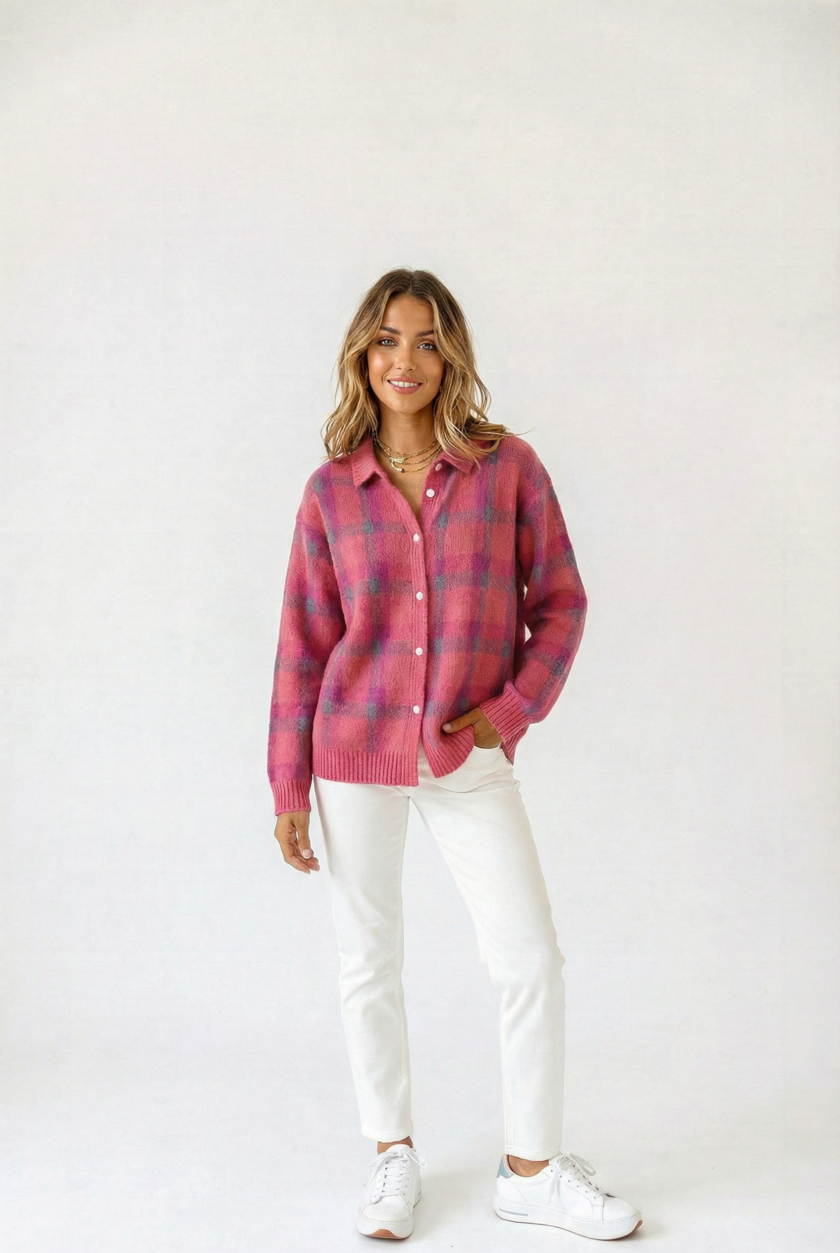 Élodie™ | Zachte Gebreide Ruit Cardigan