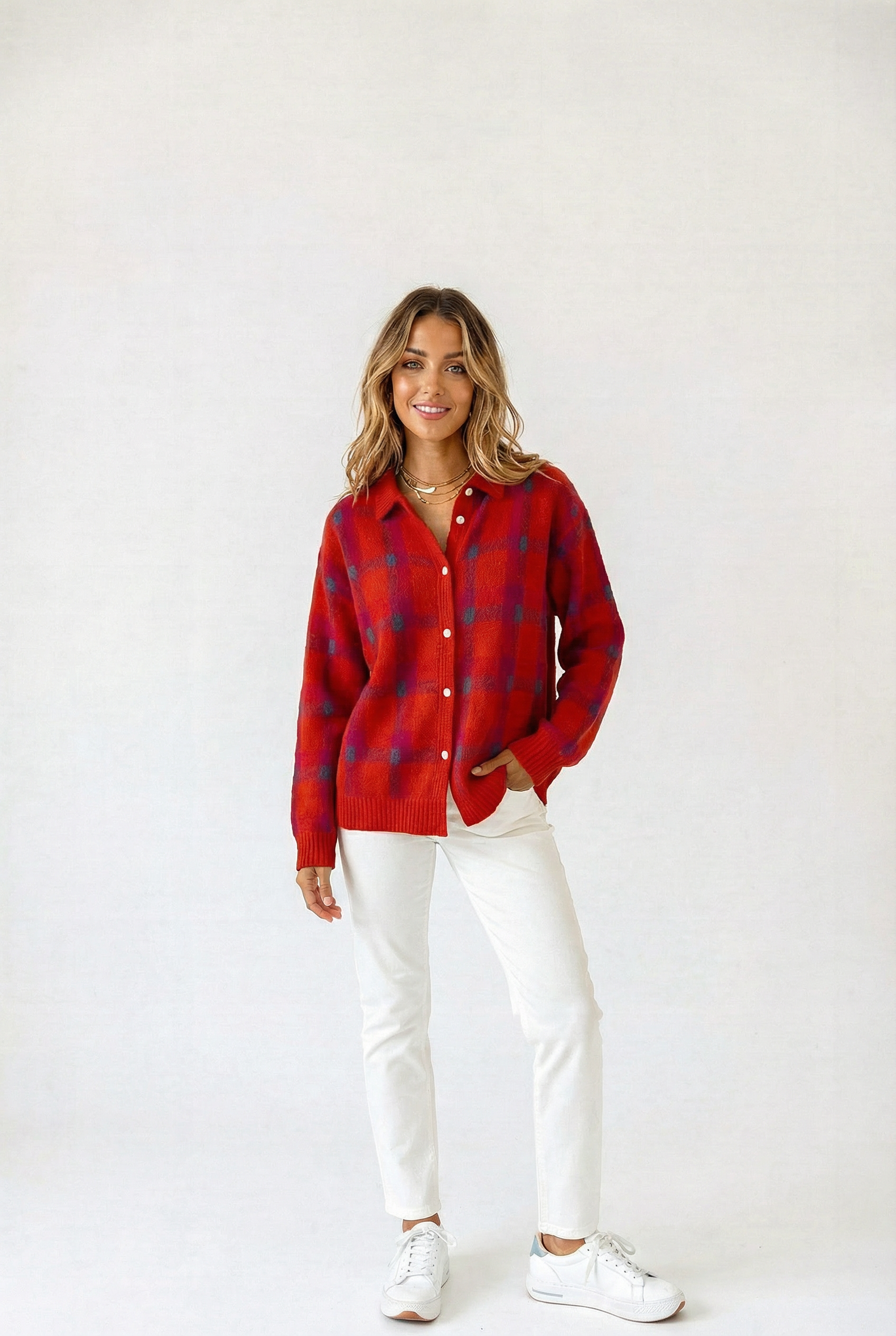 Élodie™ | Zachte Gebreide Ruit Cardigan