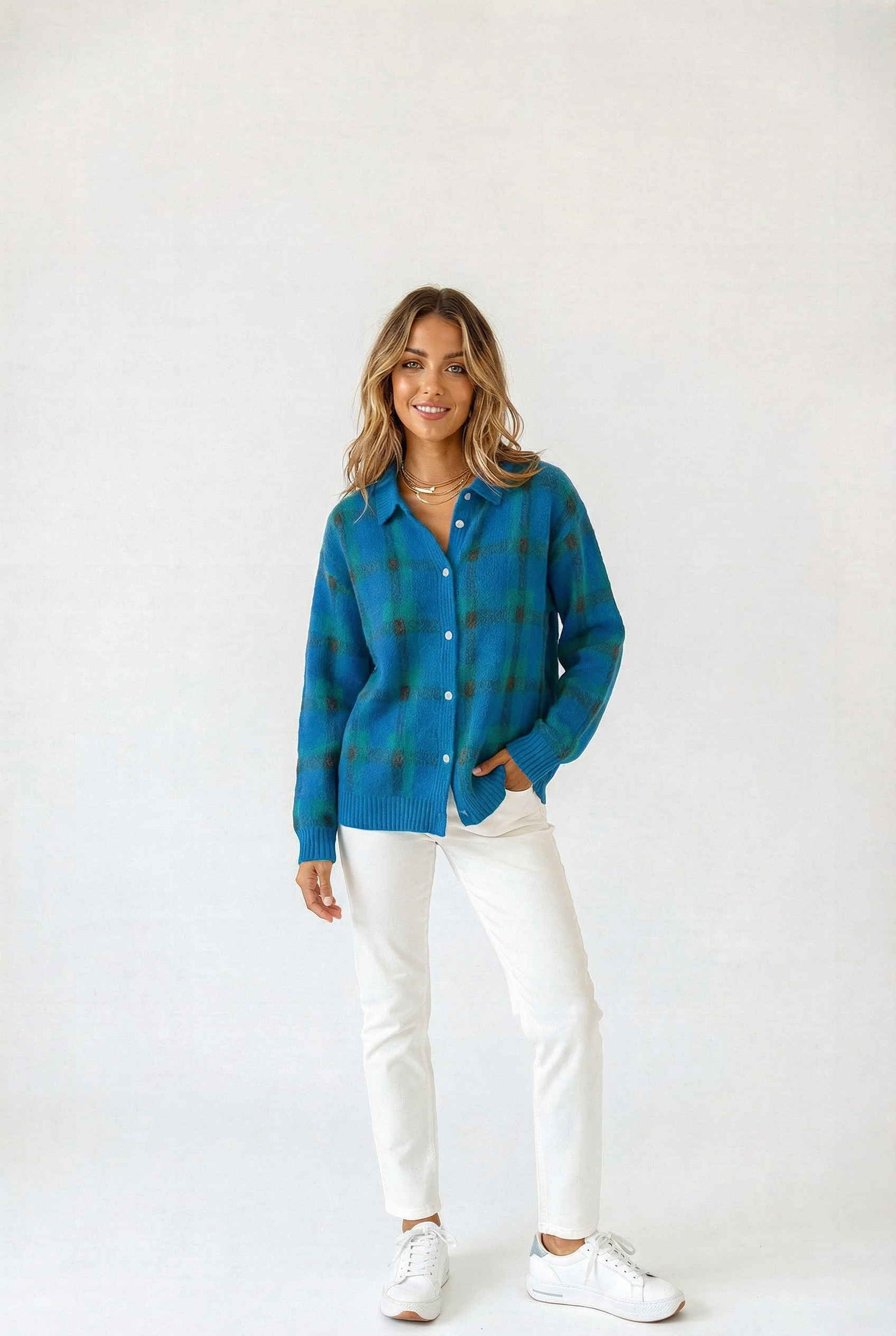 Élodie™ | Zachte Gebreide Ruit Cardigan